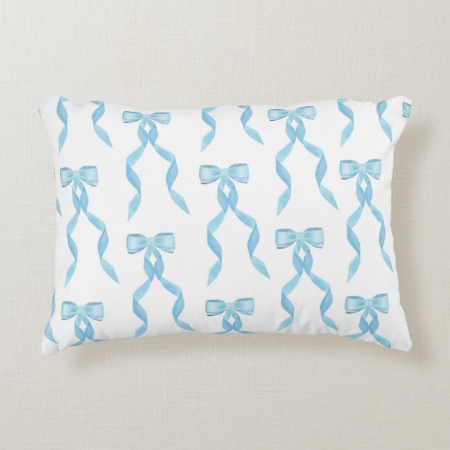 Coussins Décoratifs Motif de la Bow Bleue Aquarelle (Devant)