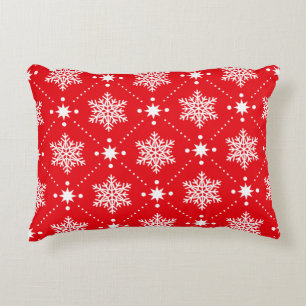 Coussins Décoratifs Motif de Noël classique Red et White Snowflakes