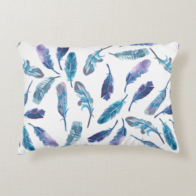 Coussins Décoratifs Motif de plume d'aquarelle transparente (Devant)