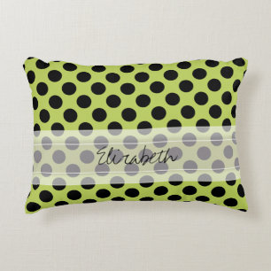 Coussins Décoratifs Motif de point chic mignon noir vert de polka de