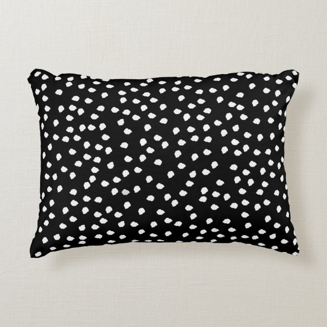 Coussins Décoratifs Motif de points Random Polka moderne noir et blanc (Devant)