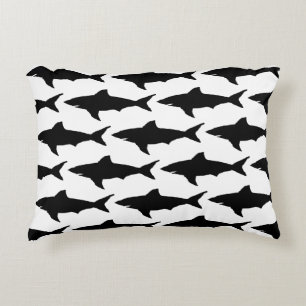 Coussins Décoratifs Motif de poisson requin noir et blanc à fermeture 