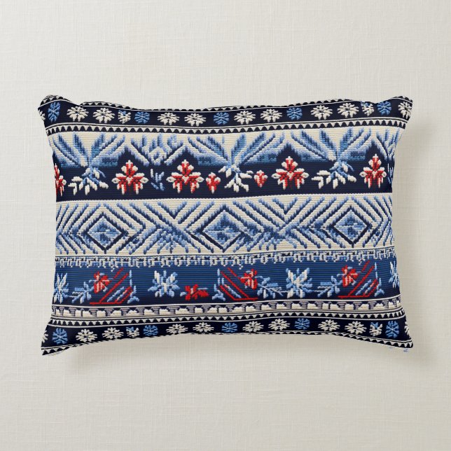 Coussins Décoratifs Motif de rayure de broderie folklorique (Devant)