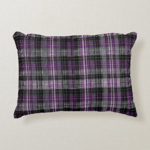 Coussins Décoratifs Motif de tartan noir violet rustique