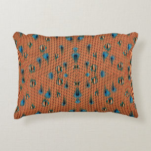 Coussins Décoratifs Motif de tissu orange et bleu brûlé