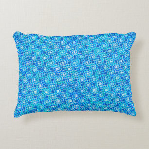 Coussins Décoratifs Motif de tourbillon abstrait - bleu, turquoise et 