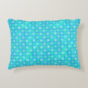 Coussins Décoratifs Motif de tourbillon abstrait - Bleu, vert Jade & B