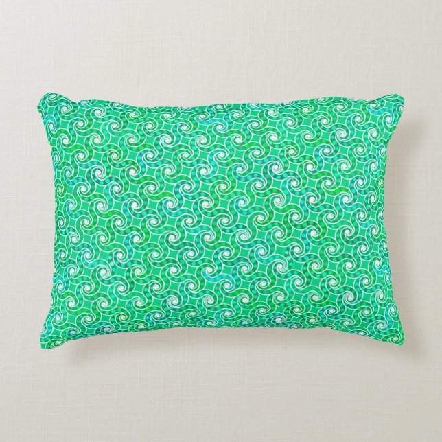 Coussins Décoratifs Motif de tourbillon abstrait - nuances de vert jad (Devant)