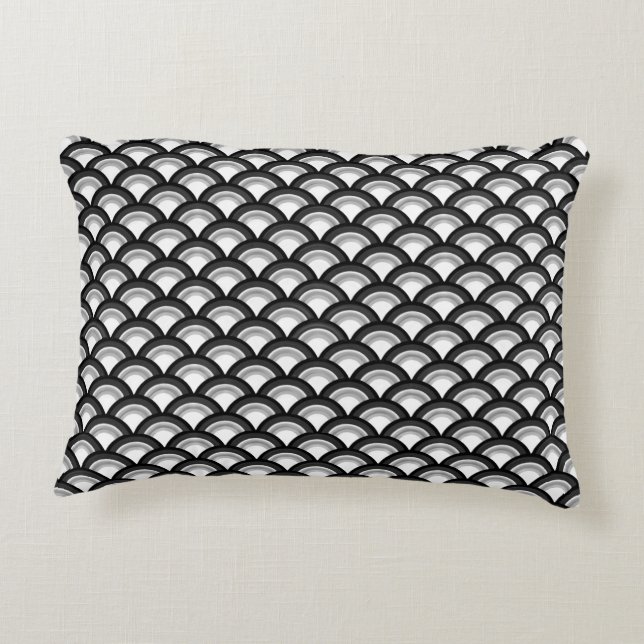 Coussins Décoratifs Motif de vague d'art déco - noir et blanc (Dos)