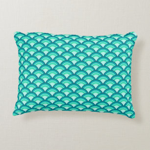 Coussins Décoratifs Motif de vague d'art déco - nuances de turquoise