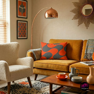 Coussins Décoratifs Motif de vague mod orange rétro