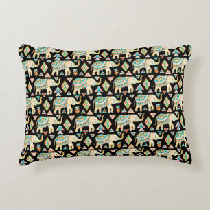 Coussins Décoratifs Motif d'éléphants indiens colorés mignons