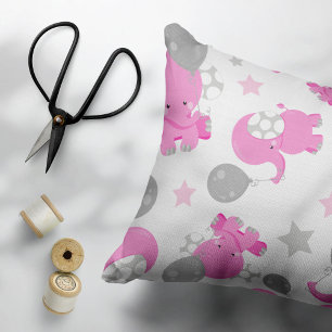 Coussins Décoratifs Motif Des Eléphants Roses, Eléphants Mignons, Étoi