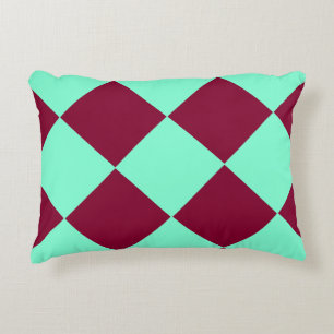 Coussins Décoratifs Motif diamant à carreaux bordeaux aquamarin