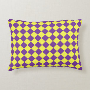 Coussins Décoratifs Motif diamant à carreaux jaune violet