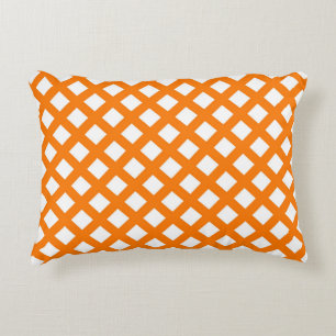 Coussins Décoratifs Motif diamant à carreaux orange et blanc