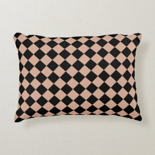 Coussins Décoratifs Motif diamant à carreaux rose noir 
