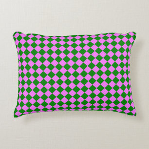 Coussins Décoratifs Motif diamant à carreaux rose vert