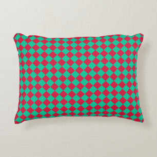 Coussins Décoratifs Motif diamant à carreaux rouge et vert