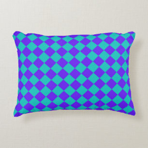 Coussins Décoratifs Motif diamant à carreaux sarcelle violet 