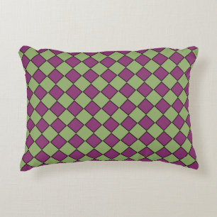 Coussins Décoratifs Motif diamant à carreaux violet vert