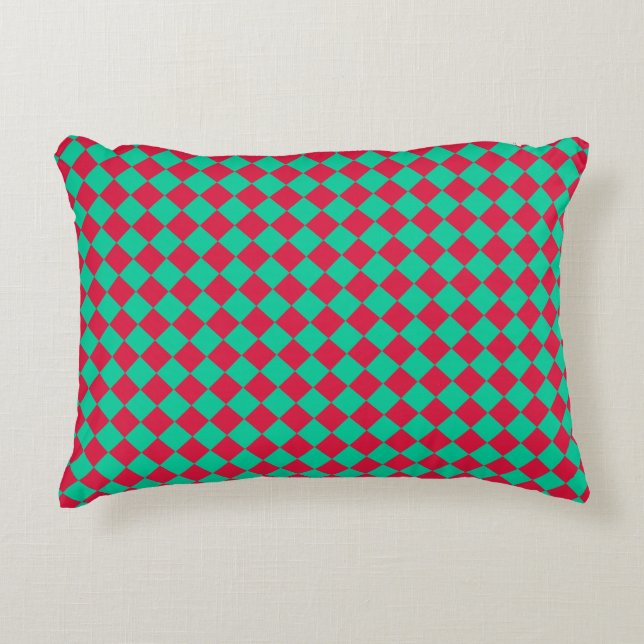 Coussins Décoratifs Motif diamant Red Green Checker (Devant)