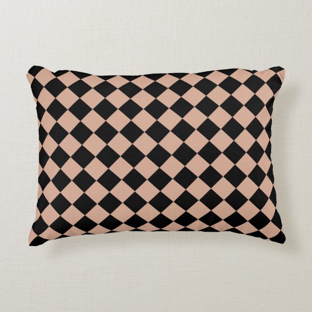Coussins Décoratifs Motif diamant rose noir Checker (Devant)