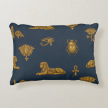 Motif Égyptien Minimaliste Navy et Or Antique
