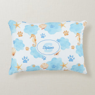 Coussins Décoratifs Motif Empreinte de patte d'inspiration océanique a