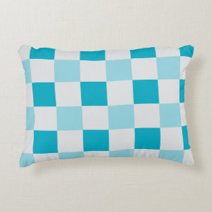 Coussins Décoratifs Motif en damier blanc et bleu
