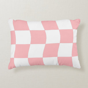 Coussins Décoratifs Motif en damier blanc rose pastel