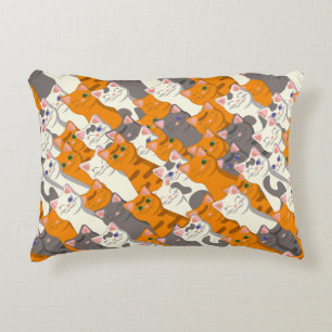 Coussins Décoratifs Motif en diagonale du chat noir blanc gingembre
