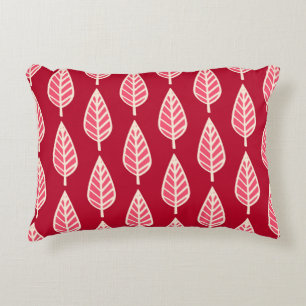 Coussins Décoratifs Motif en feuille de hêtre - Roubis rouge et crème