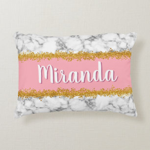 Coussins Décoratifs Motif en marbre sur rose avec Parties scintillant
