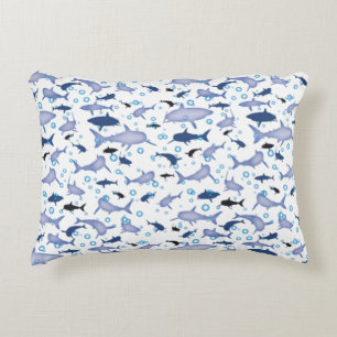 Coussins Décoratifs Motif en silhouette de requin blanc et bleu