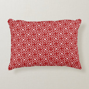 Coussins Décoratifs Motif en tuiles égyptiennes, rouge foncé et blanc