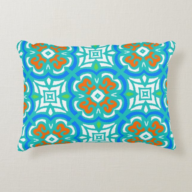 Coussins Décoratifs Motif ethnique turquoise (Devant)