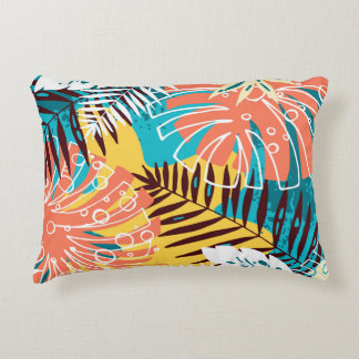 Coussins Décoratifs Motif feuille de la jungle tropicale colorée.