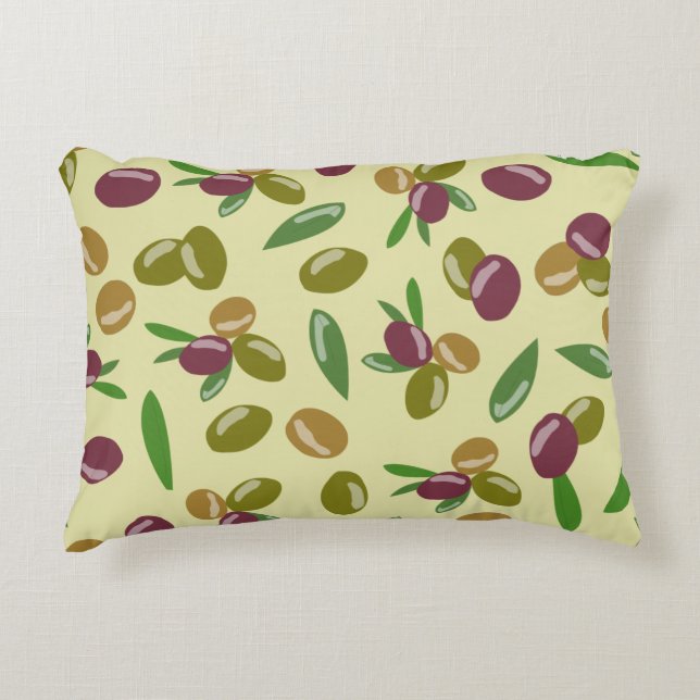 Coussins Décoratifs Motif Feuille d'olive et d'olive rustique (Devant)