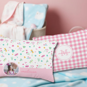 Coussins Décoratifs Motif Floral Blanc Rose Cute Avec Nom Photo