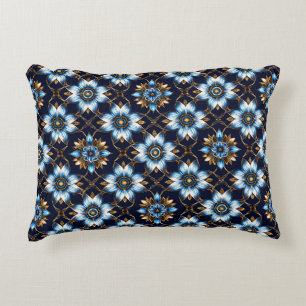 Coussins Décoratifs Motif floral bleu et or élégant