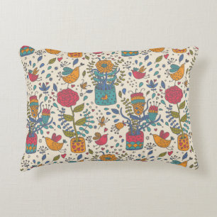 Coussins Décoratifs Motif floral de bande dessinée avec les oiseaux 2