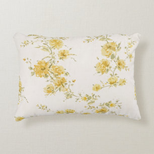 Coussins Décoratifs Motif floral de roses jaunes élégantes vintage 