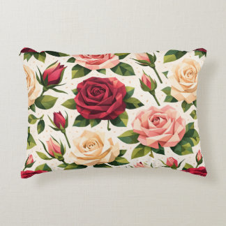 Coussins Décoratifs Motif floral géométrique rose rouge pêche mignon