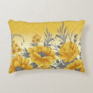 Coussins Décoratifs Motif floral jaune avec feuillage épais