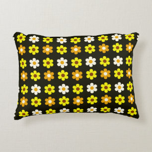 Coussins Décoratifs motif floral jaune blanc rétro