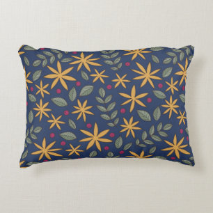 Coussins Décoratifs Motif floral jaune élégant sur fond bleu