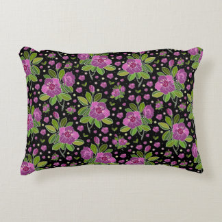 Coussins Décoratifs Motif floral lilas rose vert noir