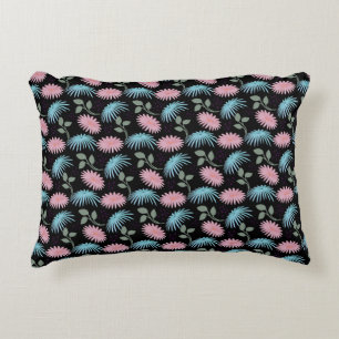Coussins Décoratifs Motif floral pastel sur fond noir Cute D