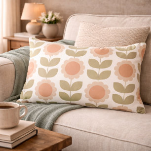 Coussins Décoratifs Motif floral rétro rose pastel du milieu du siècle
